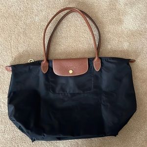 Longchamp Black Le Pliage shoulder tote